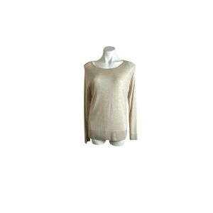 Zara Knit Beige Cream Metallic Lightweight Sweater